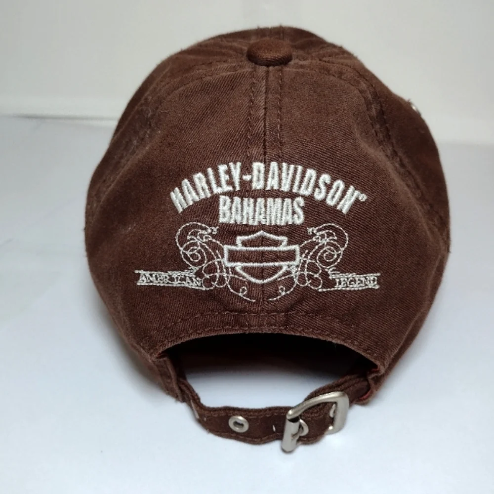 Harley Davidson Bahamas Women's Brown Cap with Embroidered Rose and Heart